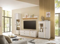 Vitrine LONG ISLAND L 125 cm weiß/ Wotan Eiche