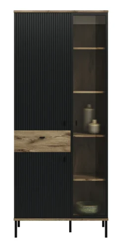 Vitrine Lou 198 x 83 x 41 cm Nox Oak Nachbildung Braun/Schwarz