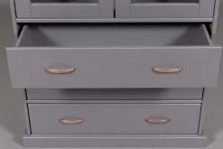 Vitrine NICLAS 90x190x38,4 cm Massivholz grau