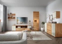 Vitrine RIVA Eiche massiv 200 x 60 x 37 cm geölt Braun