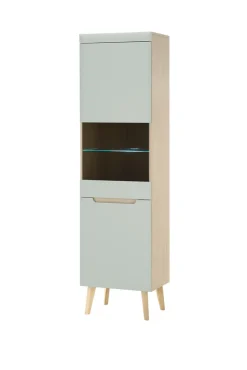 Vitrine SVANTE TORGE Pistazienfarbig/Braun 50 x 197 cm