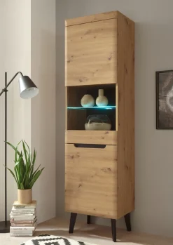 Vitrine TORGE 53 x 197 cm Eiche Artisan Dekor
