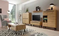 Vitrine TORGE 53 x 197 cm Eiche Artisan Dekor