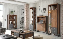 Vitrinenschrank DETROIT 90 x 140 cm braun/anthrazit