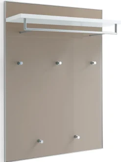 VOSS Garderobenpaneel SANTINA 80 x 109 cm Lack weiß/Glas taupe
