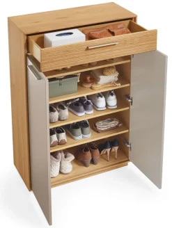 VOSS Schuhkommode LOVENO 86 x 124 cm Eiche Bianco/ Lack taupe