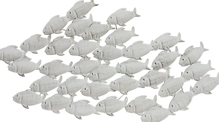 Wandbild FISCHSCHWARM Eisen grau