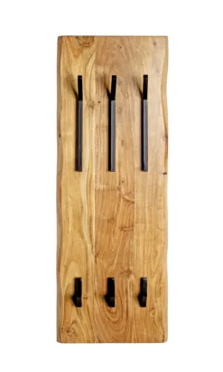 Wandgarderobe 36 x 100 cm Akazie Massivholz/schwarz