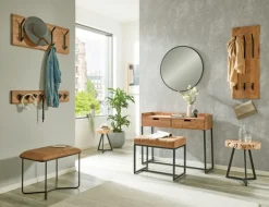 Wandgarderobe 90 x 36 cm Akazie Massivholz/schwarz