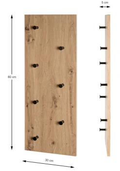 Wandgarderobe 80 x 30 cm Eiche-Dekor/schwarz
