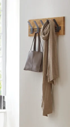 Wandgarderobe 60 x 20 cm Eiche Massivholz/schwarz