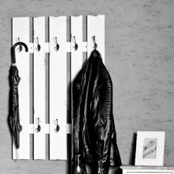 Wandgarderobe MARTA 65 x 100 x 9 cm Holznachbildung weiß