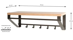 Wandgarderobe PARMA13 Eiche-Dekor/schwarz 70 x 30 cm