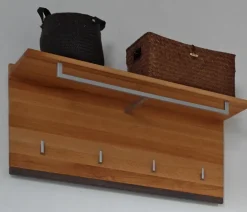 Wandgarderobe VICENZA 80 x 40 cm Kernbuche massiv natur geölt/Absetzung Anthrazit gebeizt