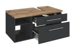 Waschbeckenunterschrank DAVOS rechts 90 x 41 cm Graphit matt/ Wotan Eiche
