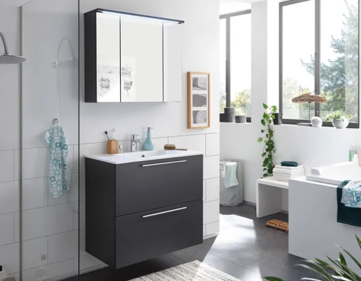 Waschbeckenunterschrank KLIMAX 85 cm Holznachbildung grau