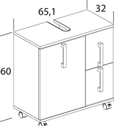 Waschbeckenunterschrank LUCA 65 x 60 cm weiß/ Eiche Landhaus
