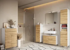 Waschbeckenunterschrank SOPHIE 60x56x34 weiß/Grandson-Eiche Nb.