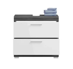 Waschbeckenunterschrank SCOUT 60 x 56 cm grau/ weiß Hochglanz