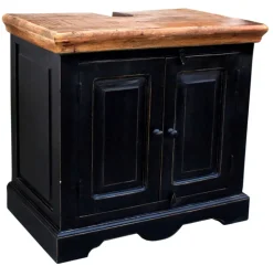 Waschbeckenunterschrank schwarz Mangoholz massiv