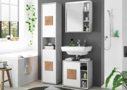 Waschbeckenunterschrank SOLID weiß/ braun