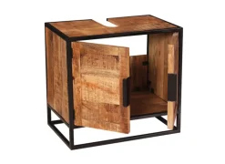 Waschbeckenunterschrank 67 x 62 cm Mangoholz natur/schwarz