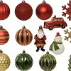 Weihnachtskugeln 25 Teile rot /goldfarbig /grün