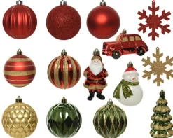 Weihnachtskugeln 25 Teile rot /goldfarbig /grün