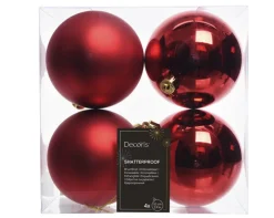 Weihnachtskugeln MIX 4-teilig je 10 cm rot