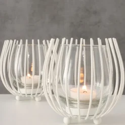 Windlicht Set LAVAL 4-teilig weiß