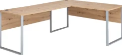 Winkelschreibtisch CLYDE 223 x 170 cm Mauvella-Oak-Dekor/silberfarbig matt