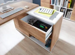 Winkelschreibtisch LION 117 x 120 cm Weiß/ Navarra-Eiche