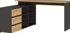 Winkelschreibtisch LISSABON 146 x 145 cm Graphit/ Navarra Eiche