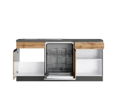 Winkelzeile AALBORG 240 x 240 cm Graphit/ Wotan Eiche Dekor