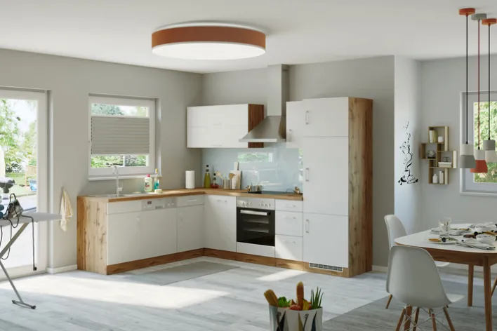 Winkelzeile ODENSE 210 x 270 cm Wotan-Eiche Dekor/ Weiß