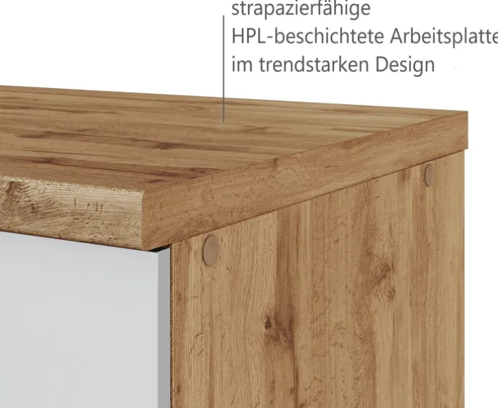 Winkelzeile ODENSE 210 x 270 cm Wotan-Eiche Dekor/ Weiß