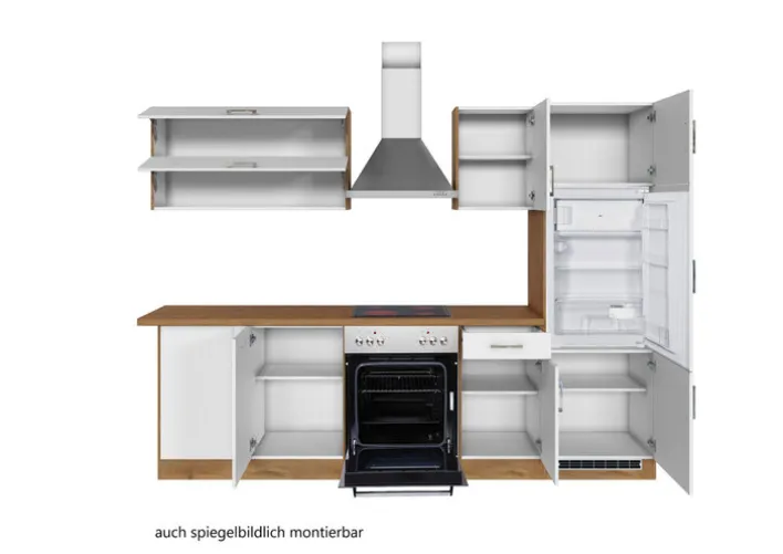 Winkelzeile ODENSE 210 x 270 cm Wotan-Eiche Dekor/ Weiß