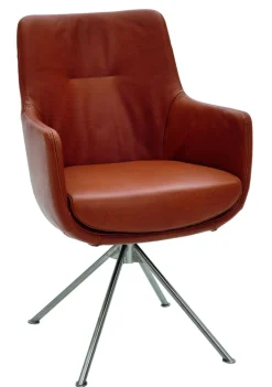 WK WOHNEN Armlehnstuhl WK 722-1000 92x60x61 cm Metall/Leder cognac