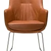WK-WOHNEN Armlehnstuhl Lederbezug braun