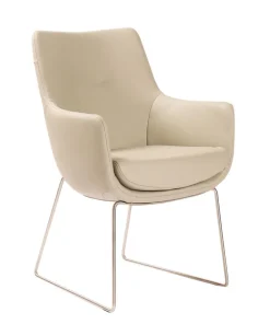 WK-WOHNEN Armlehnstuhl Lederbezug weiß