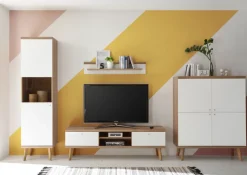 Wohnkombi 7 LENA/MERLE 3-teilig 337x197 cm Weiß Matt / Riviera Eiche Dekor