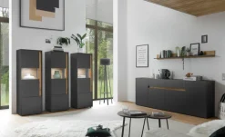 Wohnkombi 17 CITY 3-teilig 190 x 155 cm Anthrazit/Wotan Eiche Dekor