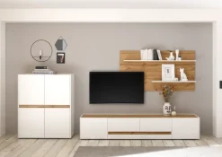 Wohnkombi 16 CITY 3-teilig 360 x 180 cm Weiß/Wotan Eiche Dekor