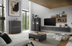 Wohnkombi 22 CITY 5-teilig 440 x 180 cm Anthrazit/Wotan Eiche Dekor