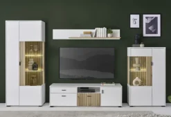 Wohnkombi 13 HUDSON 4-teilig 320x180 cm weiß/braun