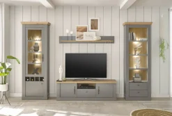 Wohn-Kombination 8 CHAMBORD 4-teilig 317 x 201 cm hellgrau/braun