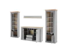 Wohn-Kombination 9 CHAMBORD 4-teilig 328 x 201 cm hellgrau/braun