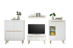 Wohnkombination 13 SVANTE TORGE 4-teilig 344 x170 cm Weiß matt/Braun