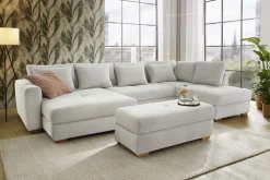 Wohnlandschaft EVEN Waffelcord hellbeige