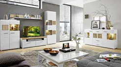 Wohnwand FUN PLUS 4-teilig Eiche/ weiß